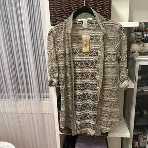 American Rag Silver Lace Top